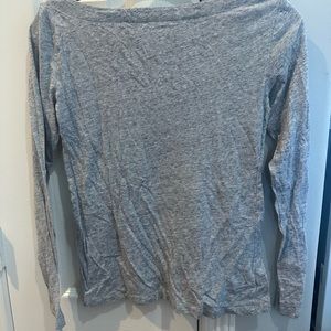 Gray White Neck Cotton Long Sleeve